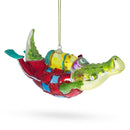 Alligator as a Scuba Diver Blown Glass Christmas Ornament