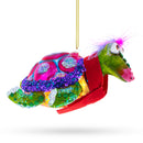 Elegant Mrs. Sea Turtle Blown Glass Christmas Ornament