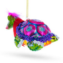 Elegant Mrs. Sea Turtle Blown Glass Christmas Ornament