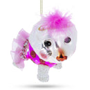 Fluffy Bichon Frise Blown Glass Christmas Ornament