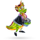 Dragon Clutching Champagne Blown Glass Christmas Ornament