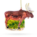 Majestic Moose Blown Glass Christmas Ornament