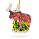 Majestic Moose Blown Glass Christmas Ornament