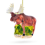 Majestic Moose Blown Glass Christmas Ornament