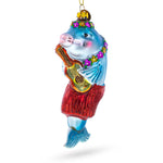 Dolphin Playing Guitar Blown Glass Christmas Ornament