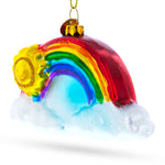 Cheerful Rainbow and Smiling Sun Glass Christmas Ornament