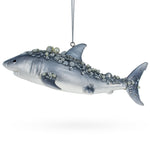 Stunning Beaded Shark Blown Glass Christmas Ornament