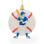 Slugging Baseball Player Blown Glass Christmas Ornament