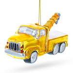 Rescue Tow Truck Blown Glass Christmas Ornament