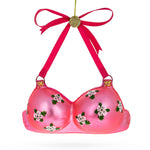 Elegant Pink Bra Blown Glass Christmas Ornament