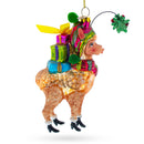 Colorful Lama Carrying Gifts Blown Glass Christmas Ornament