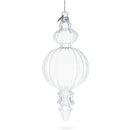 Triple Finial Blown Clear Glass Christmas Ornament 6.7 Inches (170 mm)