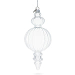 Triple Finial Blown Clear Glass Christmas Ornament 6.7 Inches (170 mm)