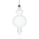 Triple Finial Blown Clear Glass Christmas Ornament 6.7 Inches (170 mm)