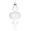 Triple Oval Finial Blown Clear Glass Christmas Ornament 6.6 Inches