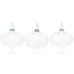 Set of 3 Onion Shape Blown Clear Glass Christmas Ornament 4.15 Inches (105 mm)
