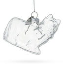 Cat in Scarf Clear Blown Glass Christmas Ornament