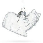 Cat in Scarf Clear Blown Glass Christmas Ornament
