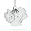 Cat in Scarf Clear Blown Glass Christmas Ornament