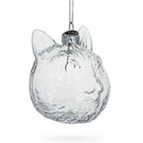 Mini Cat Head Clear Glass Christmas Ornament