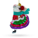 Graceful Mouse on Ice Skates Blown Glass Christmas Ornament