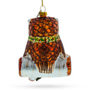 Wise Owl on Branch Blown Glass Christmas Ornament