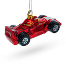 Sleek Racing Sports Car Blown Glass Christmas Ornament