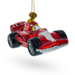 Sleek Racing Sports Car Blown Glass Christmas Ornament