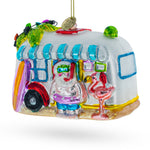 Snorkeling Santa in Camper Blown Glass Christmas Ornament