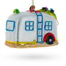 Snorkeling Santa in Camper Blown Glass Christmas Ornament