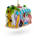 Snorkeling Santa in Camper Blown Glass Christmas Ornament