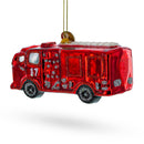 Gleaming Firetruck Blown Glass Christmas Ornament