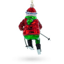 Santa on Skis Blown Glass Christmas Ornament