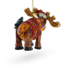 Festive Moose with Twinkling Lights Glass Christmas Ornament