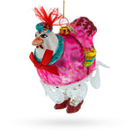 Hen in Dress Blown Glass Christmas Ornament