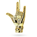 Golden Sign Language "I Love You" Glass Christmas Ornament