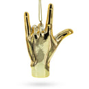 Golden Sign Language "I Love You" Glass Christmas Ornament