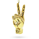 Golden Hand Peace Sign Resin Christmas Ornament