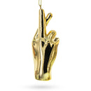 Golden Lucky Crossed Fingers Sign Language Blown Glass Christmas Ornament