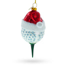 Golf Ball with Holiday Cheer Blown Glass Christmas Ornament