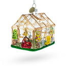 Greenhouse and Gardener Tools Glass Christmas Ornament