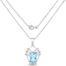5.76 Carat Genuine Swiss Blue Topaz & White Topaz .925 Sterling Silver Pendant