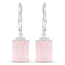 6.23 Carat Genuine Rose Quartz and White Topaz .925 Sterling Silver Earrings