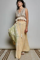 POL Shimmer Tiered Reverse Ruffle Smocked Waist Maxi Skirt