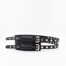 Womens Leather Wide Belt-decorated Dress