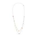 18K Rose Gold 1/2 Cttw Diamond and Freshwater Pearl Double Strand Station Necklace  (G-H Color, SI1-SI2 Clarity) - Adjustable up to 16" to 20"
