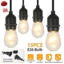 48FT Outdoor String Light Waterproof Patio String Lights Bulbs Commercial Yard Lights Garden Ambience