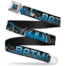 Bat Signal Full Color Black Gray Blues Seatbelt Belt - BATMAN Poses/Bat Signal CLOSE-UP Black/Grays/Blues Webbing