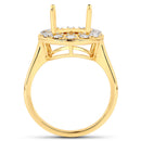 0.42 Carat Genuine White Diamond 14K Yellow Gold Semi Mount Ring - holds 11x9mm Oval Gemstone