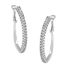 10KT White Gold 1 cttw Diamond Hoop Earrings (I-J Clarity, I2-I3 Color)